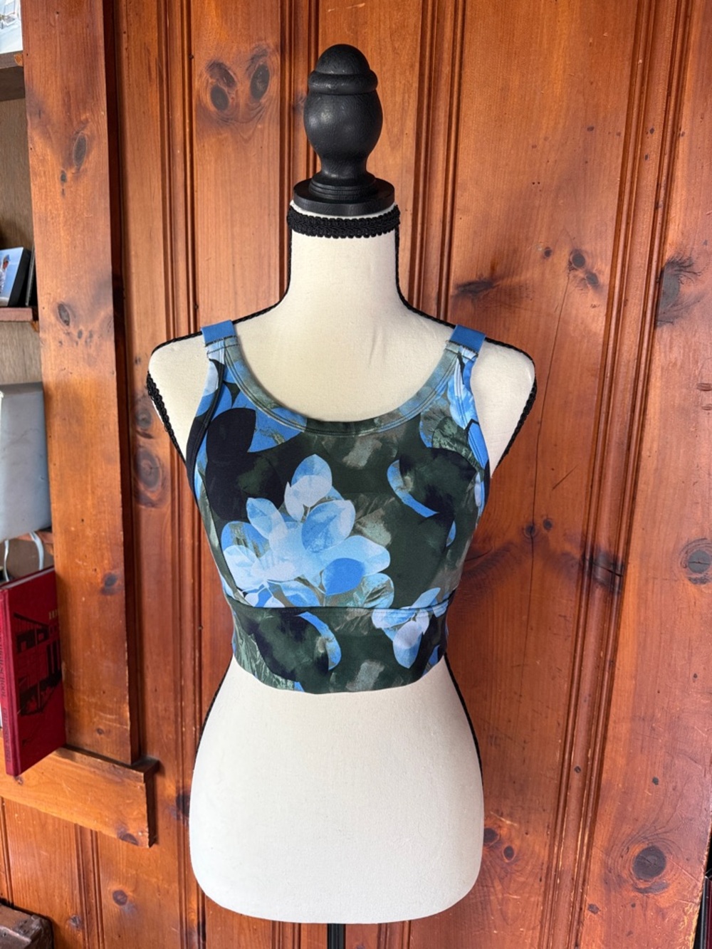 aerie Blue Floral Crop Tank Top